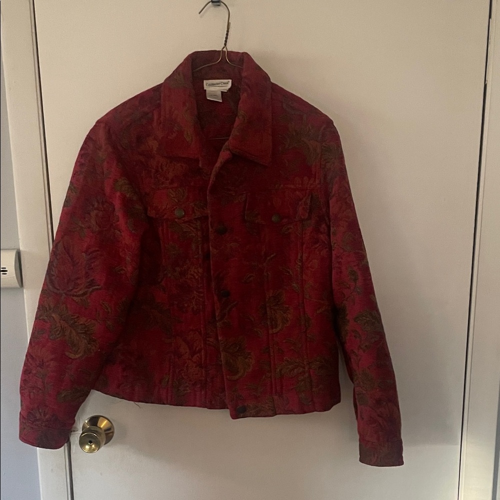 Coldwater Creek Red and Green Floral Blazer